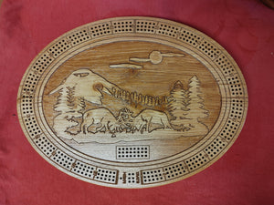 11" x 14"  Oval - 2 or 3 Track Cribbage Boards