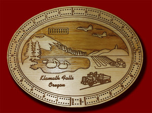 11" x 14"  Oval - 2 or 3 Track Cribbage Boards