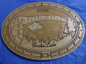 11" x 14"  Oval - 2 or 3 Track Cribbage Boards